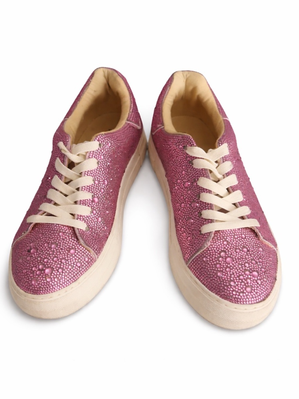 Betsey Johnson Sidny Pink Rhinestone Sneakers Size 10 Sparkle Platform Shoes